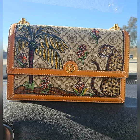 Tory Burch RARE! RARE!🔥🔥 Women's T Monogram Jacquard Embroidered Shoulder Bag - Picture 2 of 9